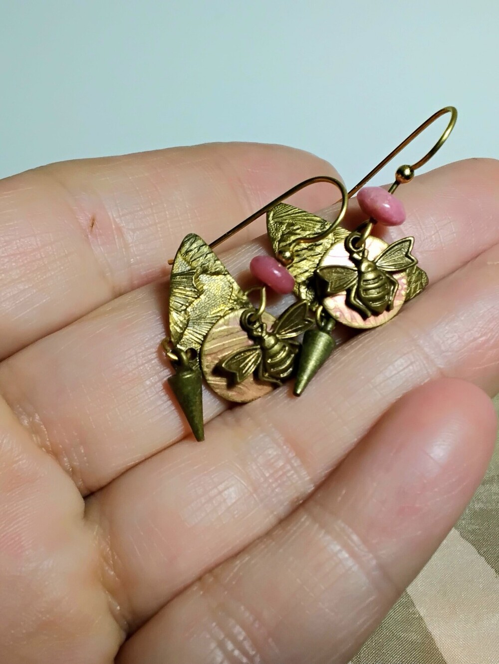 Silver Forest Bumble Bee Earrings - Picture 3 of 3